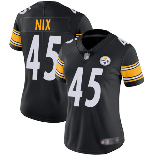 Women Pittsburgh Steelers Football #45 Limited Black Roosevelt Nix Home Vapor Untouchable Nike NFL Jersey->youth nfl jersey->Youth Jersey